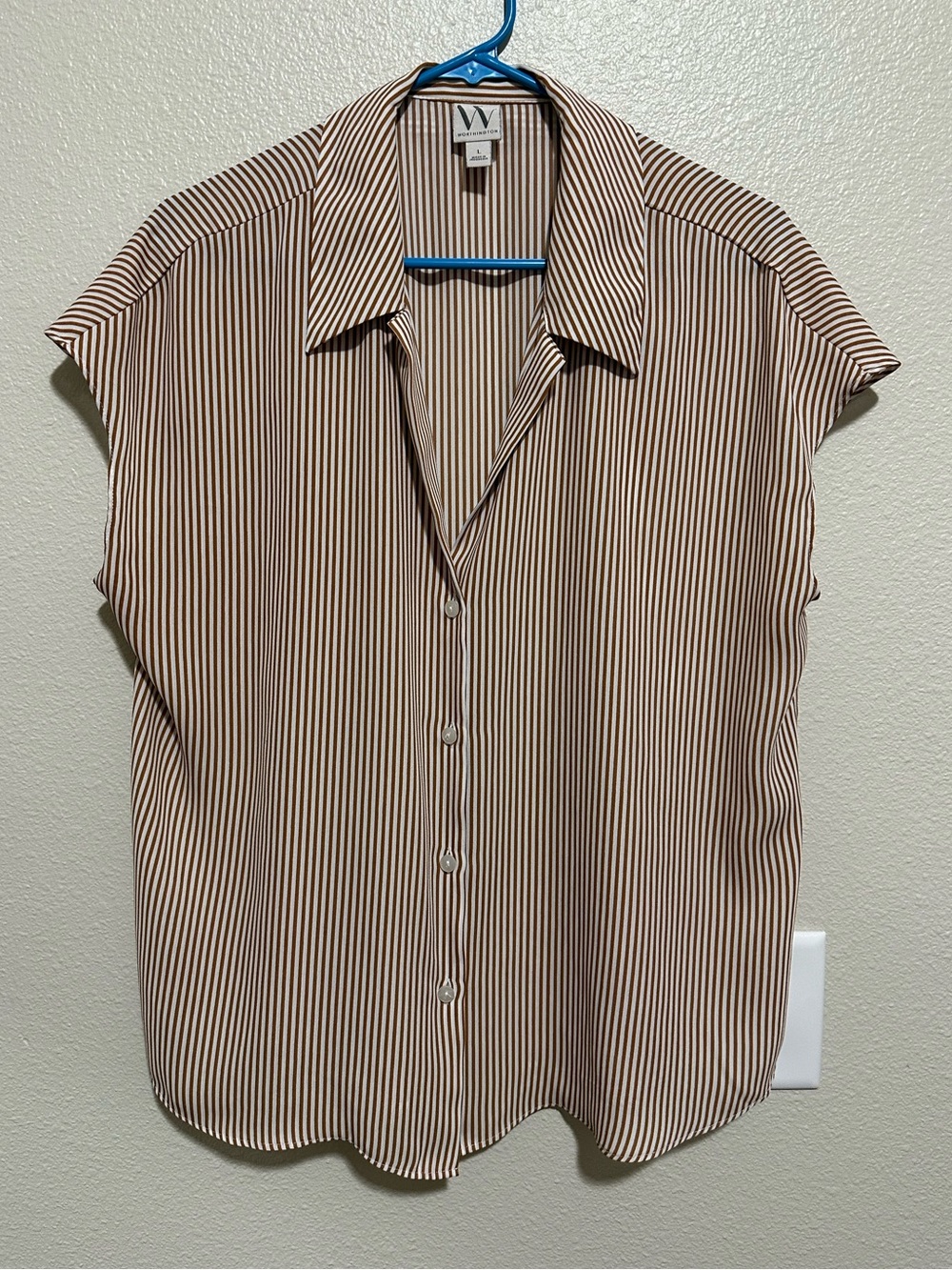 Worthington Women's Striped Short-Sleeve Button-Down Shirt